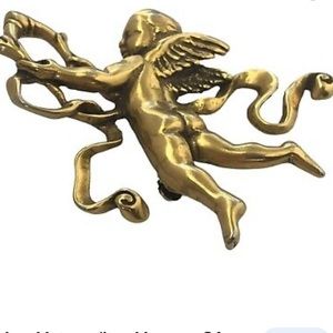 MMA Metropolitan Museum Of Art  Cherub Heart Arrow Brooch, Signed M91